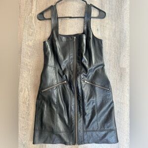 Free People Black Leather Dress with Zipper